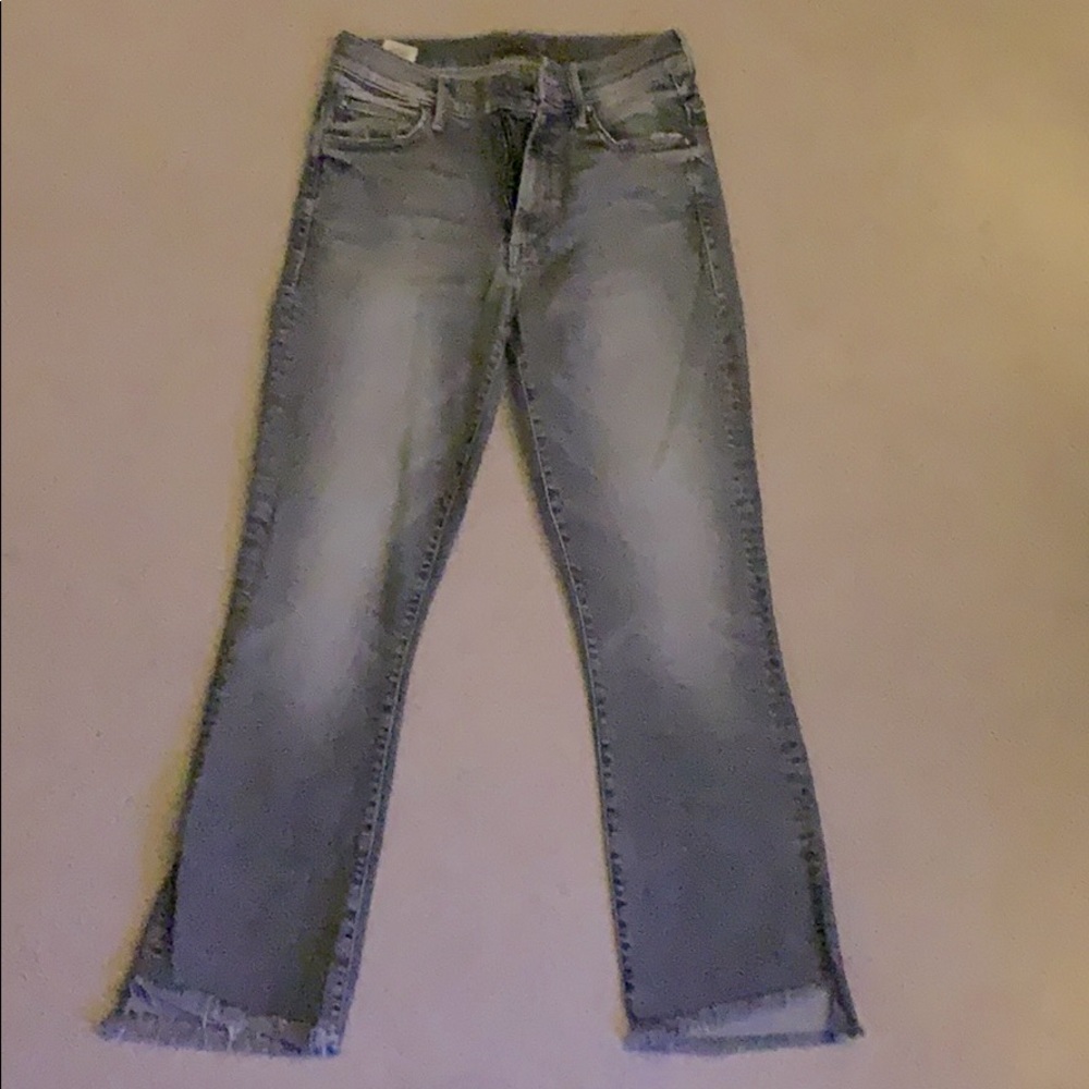 MOTHER Insider High Waist Crop Step Fray Hem Jeans